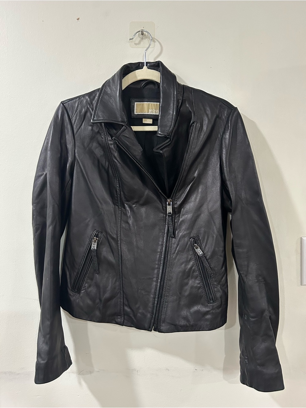 Michael kors Women's Black moto Leather Zip Jacket size Small